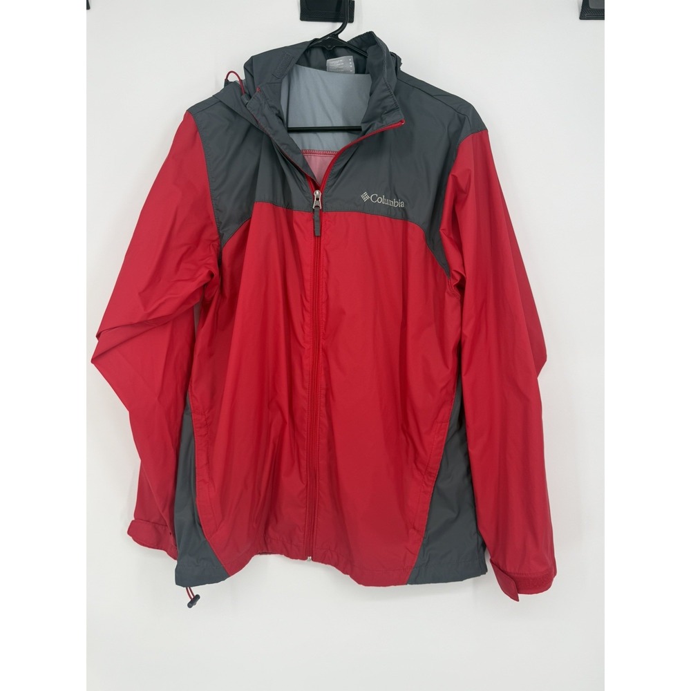Columbia Men's Red & Gray Windbreaker Jacket with Hood Medium